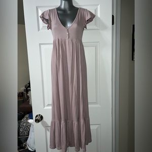 Deep V-neck Flowy Maxi Dress